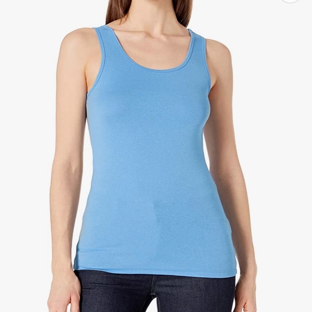 Slim Fit Scoop Neck Tank-French Blue